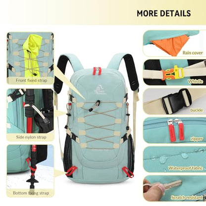 Bseash 40L Waterproof Hiking Backpack with Rain Cover, Outdoor Sport Travel Bag Daypack for Camping Climbing Skiing Cycling (Violet) - color: Violet
