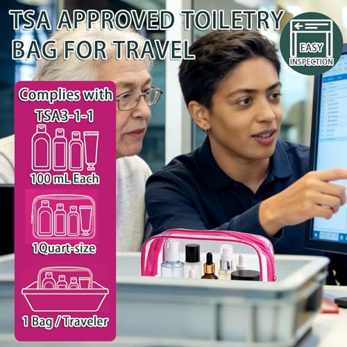 18 Pieces Small Clear Makeup Bags Bulk, TSA Approved Toiletry Bag PVC Clear Cosmetic Pouch with Zipper, Waterproof Vinyl Plastic Organizer Case for for Women Carry-on Travel Essentials (Rose Red) - color: 18 Small Rose Red