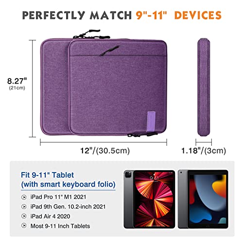 MoKo 9-11 Inch Tablet Sleeve Bag Carrying Case with Storage Pockets Fits New 11-inch iPad Air M4 2026/iPad Pro M5, iPad Pro/A16 11, iPad Air 5/4th 10.9, iPad 9/8th 10.2, Tab S8/S9 11, Purple - color: Purple, size: 9-11 Inch