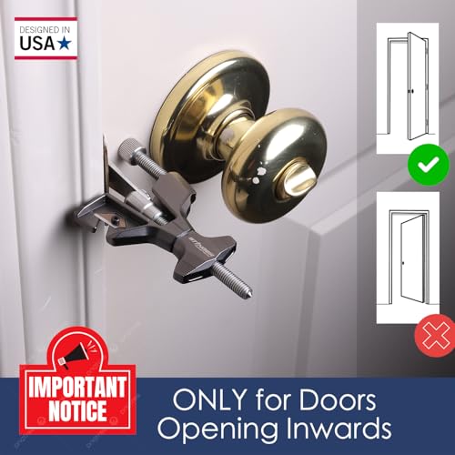 Stinger Metal Portable Door Lock for Travelers — Hotel, Apartment, and Home Door Stopper Security with Built-in Glass Breaker & Seatbelt Cutter, Ideal Travel Safety Lock for Women and Families