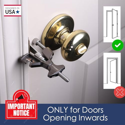 Stinger Metal Portable Door Lock for Travelers — Hotel, Apartment, and Home Door Stopper Security with Built-in Glass Breaker & Seatbelt Cutter, Ideal Travel Safety Lock for Women and Families