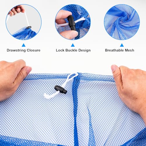 2 Pack Large Mesh Laundry Bags, 24" x 36" Heavy Duty Strong Drawstring Dirty Clothes Bags with Soft Breathable Net, Machine Washable Laundry Bag for College, Dorm, Camp, Travel and Family Use(Blue) - color: Blue