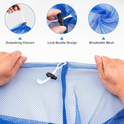 2 Pack Large Mesh Laundry Bags, 24" x 36" Heavy Duty Strong Drawstring Dirty Clothes Bags with Soft Breathable Net, Machine Washable Laundry Bag for College, Dorm, Camp, Travel and Family Use(Blue) - color: Blue