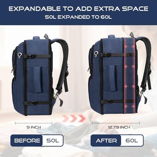 Travel Backpack, Extra Large Carry on Backpack, TSA 18.4 inch Laptop Bags Flight Approved, Lightweight Waterproof Business Luggage Bag, Gifts for Women, Blue - color: Blue, size: XX-Large