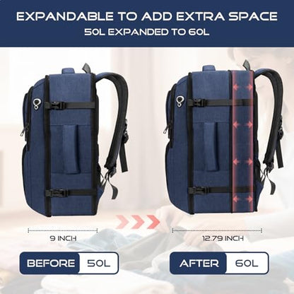 Travel Backpack, Extra Large Carry on Backpack, TSA 18.4 inch Laptop Bags Flight Approved, Lightweight Waterproof Business Luggage Bag, Gifts for Women, Blue - color: Blue, size: XX-Large