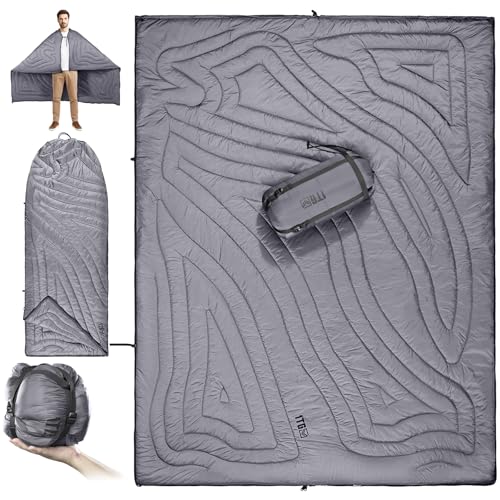 1TG Tactical Camping Blanket, Packable, Lightweight Camp Quilt with Zipper, Multifunctional Outdoor Sleeping Blanket for Backpacking, Travel, Stadium, Beach
