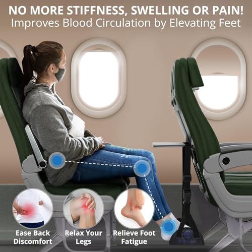 Airplane Foot Hammock for Plane Travel with Memory Foam, Adjustable Airplane Foot Rest & Foot Hammock with Flat Base Best Plane Travel Essentials for Long Flight Comfort & Relaxation
