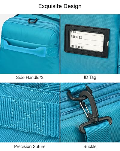 Hanke Expandable Carry On Luggage Bag,3 in 1 Duffle Bag for Travel,45L-55L Weekender Overnight Bag with 15.6" Compartment for Women & Men (Caribbean Blue) - color: Caribbean Blue
