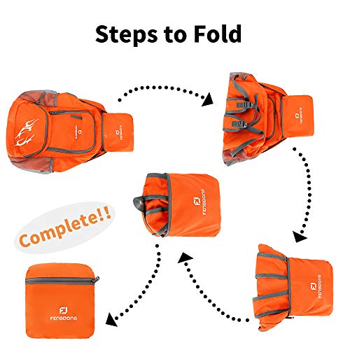 FENGDONG 35L Lightweight Foldable Waterproof Packable Travel Small Hiking Backpack Daypack for men women - color: A1-orange-upgrade