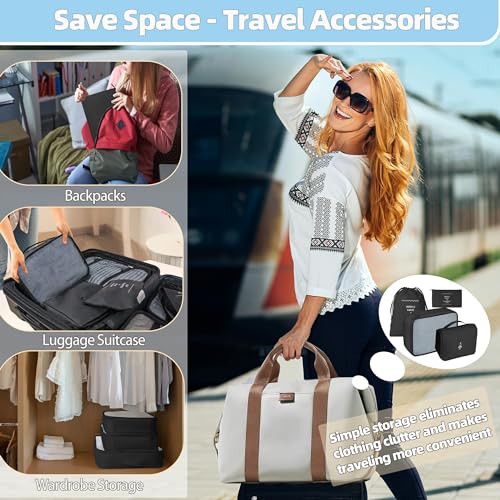 10 Pcs Set Packing Cubes - Travel Packing Organizers, Expandable Suitcase Organizer, Luggage Organizer Bags - color: BLACK