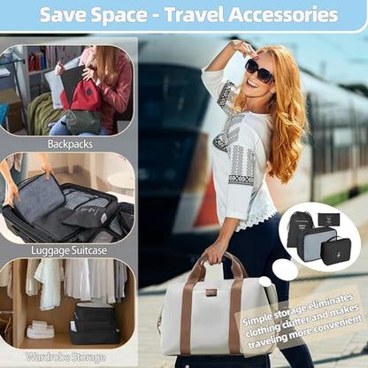 10 Pcs Set Packing Cubes - Travel Packing Organizers, Expandable Suitcase Organizer, Luggage Organizer Bags - color: BLACK