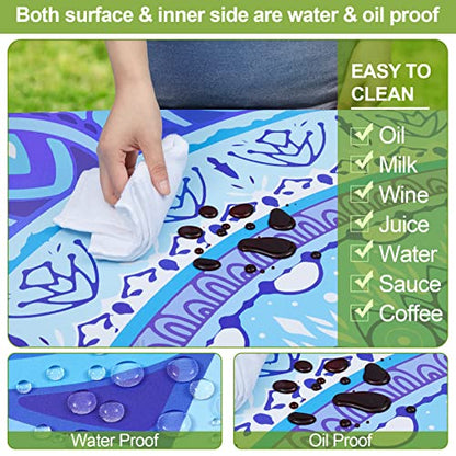 Picnic Table Cover with Bench Covers 6FT 3 Pcs Waterproof Windproof Aesthetic Camping Tablecloth with Drawstring Bag, Fitted for 6 Foot Rectangle Tables and Seats, 72 inch, Light Blue Purple - color: Light Blue Purple