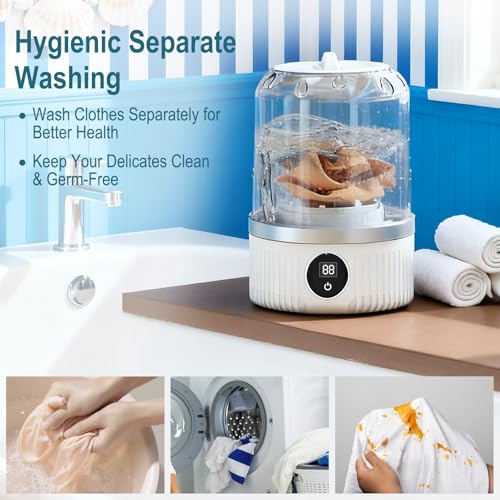 Portable Washing Machine, Compact Laundry Washer Deep Cleans Small Clothes, Socks, Underwear, Mini Washing Machine Rechargeable for Apartment, RV, Hotel, Travel & Camping Use