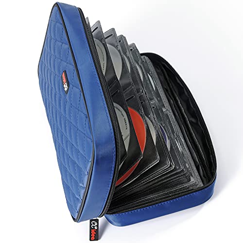 CCidea 96 Capacity CD/DVD Case Holder Portable Wallet Disc Storage Binder for Car, Home, Travel (96-Blue) Specials - color: 96-Blue