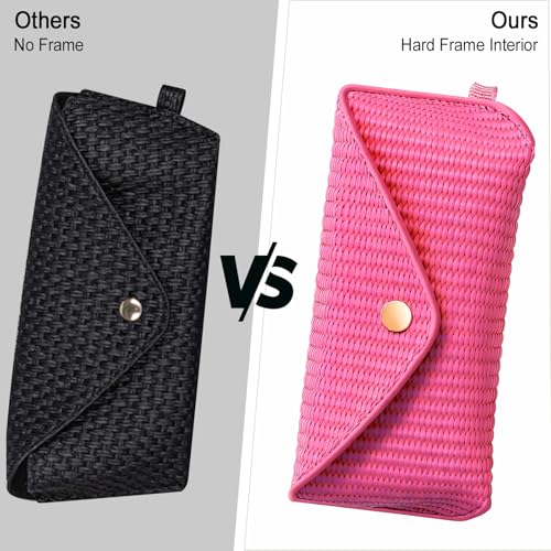 RayLove Glasses Case Hard Shell, Portable Sunglasses case Travel Protection Glasses Case, Reading Glasses Case for Women Men - color: Woven, Rose