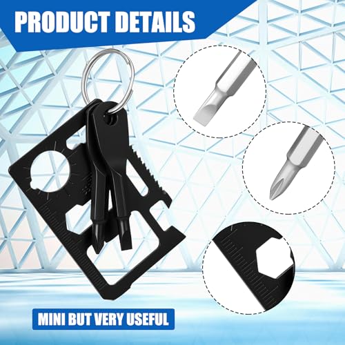 Glooglitter 24 Pcs Men Small Gifts Bulk Mini Screwdriver Flashlight Keychain Set Multitool Credit Card Survival Tool Employee Coworkers Fathers Gifts for Men Dad Husband, No Batteries Included