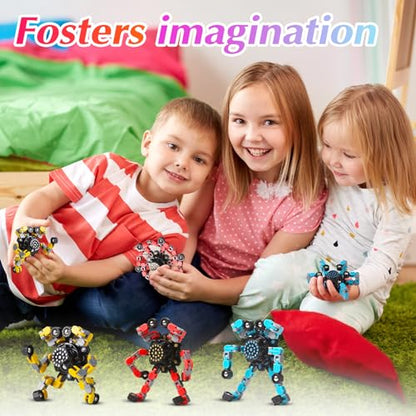 Gokeey Transformable Fidget Spinners for Kids and Adults Stress Relief Sensory Toys for Boys and Girls Fingertip Gyros for Kids Classroom Birthday Party Favors - style: fidget toys 48pc