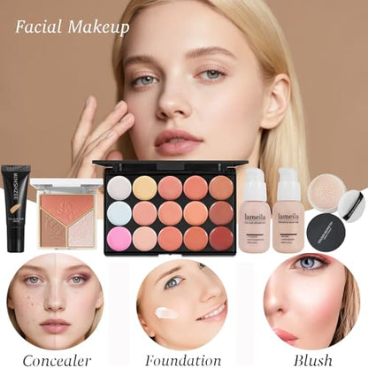 All in One Makeup Kit for Women Full Kit,Makeup Set for Women, Includes Eyeshadow Palette/Foundation/Lipstick/Eyeliner/Mascara/makeup Brush,Makeup Gift Set for Christmas & Birthday&Holiday&Everyday. - color: Set2