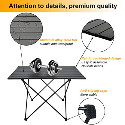 Foldable Camping Side Table, Ultralight Small Beach Table Aluminum, Portable Outdoor Table with Carry Bag and Storage for Picnic, Grill, Hiking, Fishing, Sand, Camping Essentials(L) - size: 27‘’ Large