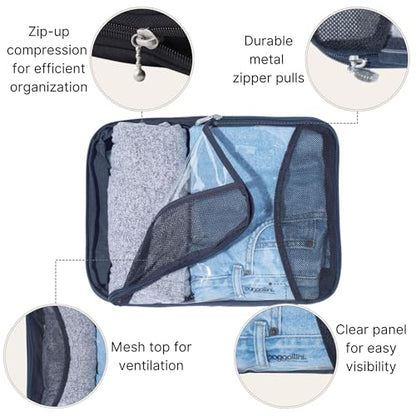 Baggallini Compression Cube 3-piece set - Lightweight Compression Packing Cubes for Travel - color: French Navy