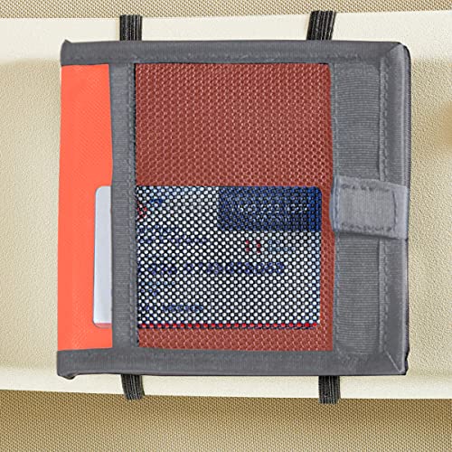 High Road Car Registration and Insurance Card Holder for Sun Visor, Glove Box or Console with 2 Clear Hidden Car Document Pockets and Front Card Pocket - color: Orange