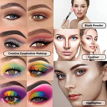 UCANBE Eyeshadow Palette with 15Pcs Brushes Makeup Set, Pigmented 86 Colors Make Up Sets Valentine's Day Gift, Matte Shimmer Glitter Eye Shadow Pallet Highlighter Contour Blush Powder Brush Beauty Kit - color: Palette B + Black Brush
