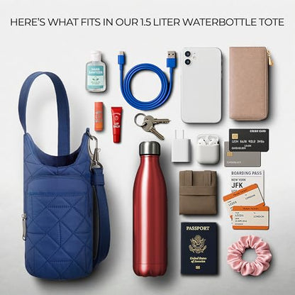 Travelon Anti-Theft Boho Insulated Water Bottle Tote - color: Blue