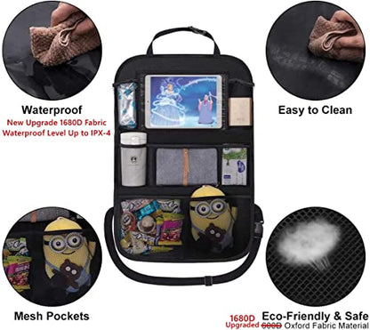 ONE PIX Backseat Car Organizer Mats Back Seat Organizers and Storage Bag with Touch Screen Tablet Holder for Kids Toddlers Seats, Travel Accessories, Road Trip Essentials (2PCS) - size: 2 Pack