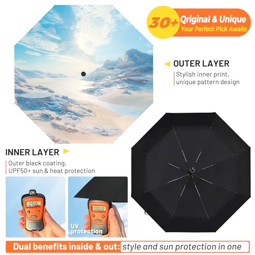 SY COMPACT Travel Umbrella - Windproof Automatic Compact Umbrella for Rain, Lightest 8-Rib, Small, Strong & Portable, Durable Grip, Fits Backpack & Car, Factory Direct (UV Available) - color: Coast