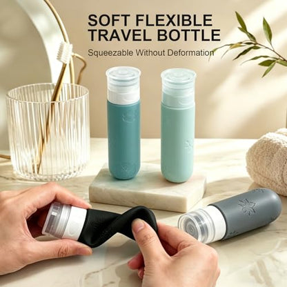 16 Pack Travel Bottles for Toiletries, Silicone TSA Approved-Containers for Toiletries,3oz Silicone Travel Bottles Set Leak Proof Refillable Liquid,Shampoo and Conditioner Travel Toiletry Bottles Grey - color: Grey