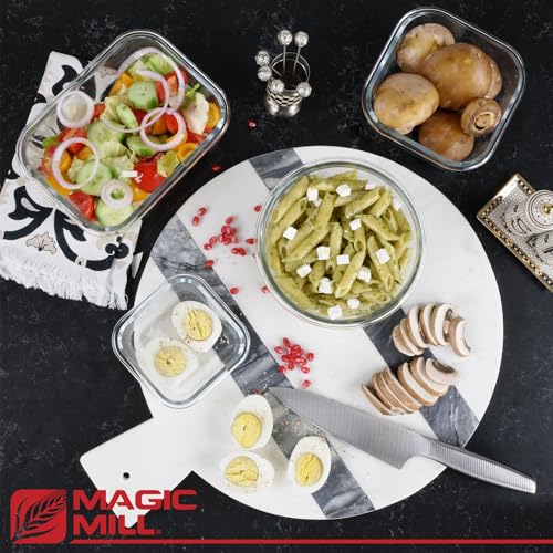 Magic Mill Premium Borosilicate Glass Food Storage Containers with lids Set | 24pc Sets with 12 Bowls & 12 Airtight Locking Lids for Lunch & Meal Prep, Safe for Oven, Freezer, Dishwasher, BPA-Free - color: Black