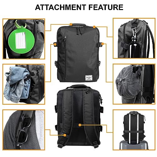 New Business Trip Backpack 21L Flight Approved Carry on Daypack 15-inch Laptop Notebook, Travel Commute Gym Sport, All Black - color: G-black