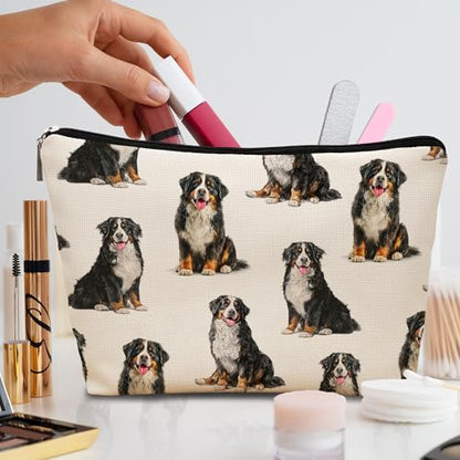 Bernese Mountain Dog Makeup Bag, Bernese Mountain Lovers Gifts Cosmetic Bag for Women, Dog Mom Lovers Owner Gifts for Women Christmas, Pet Lover Gift Zipper Travel Makeup Pouch for Purse - color: bernese mountain