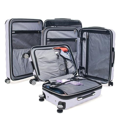Kenneth Cole REACTION Diamond Tower Collection Lightweight Hardside Expandable 8-Wheel Spinner Travel Luggage, Lavender, 3-Piece Set (20", 24", & 28") - color: Lavender, size: 3-Piece Set (20", 24", & 28")