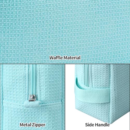 DYSHAYEN Waffle Makeup Pouch Bag, Small Travel Cosmetic Bag, Gifts for Women Bridesmaid,Wedding,Christmas (Mint) - color: Mint