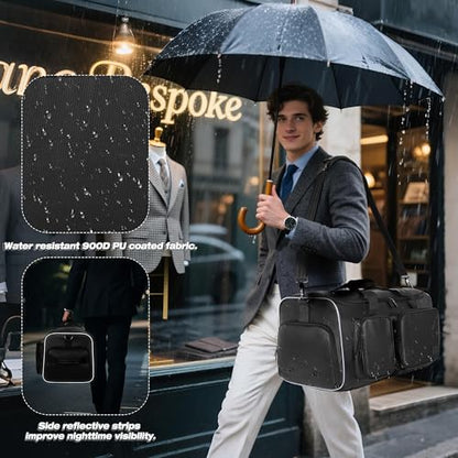 Smasrob 50L Convertible Garment Duffle Bag Backpack with Inner Removable Bag and Shoe Compartment, Travel Suit Bag for Business or Wedding Trips, Black