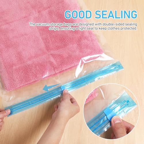 GARVALON 12 Pcs Vacuum Storage Compression Bags Set 40x60cm 50x70cm Roll-up Space Saver Travel Packing Organizer for Clothing and Closet