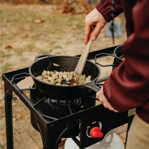 Gas One Propane Double Burner Two Burner Camp Stove Outdoor High Pressure Propane 2 Burner Adjustable PSI Regulator and 4ft Hose With Removable Legs - size: 2 Burner without Windguard