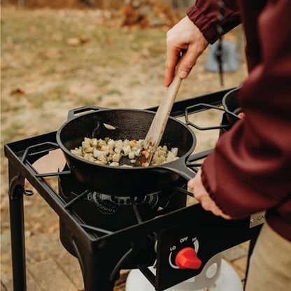 Gas One Propane Double Burner Two Burner Camp Stove Outdoor High Pressure Propane 2 Burner Adjustable PSI Regulator and 4ft Hose With Removable Legs - size: 2 Burner without Windguard
