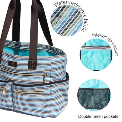 Weekender Bag Carry On Bag Overnight Tote Travel Duffle with 13 Pockets for Travel,Work，Gym,Beach,Teacher,Nurse - color: Blue