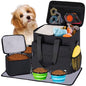 Dog Travel Bag, Large Pet Travel Set with Multi-Function Pockets, 2 Food Storage Containers, 2 Collapsible Bowls, 1 Feeding Mat for Pet Supplies, Road Trip Essentials, Weekend Camping (Black) - color: Obsidian Black
