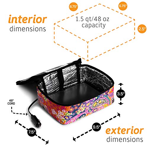HOTLOGIC Food Warming Tote 12V, Lunch, Paisley - color: Paisley, size: 12V