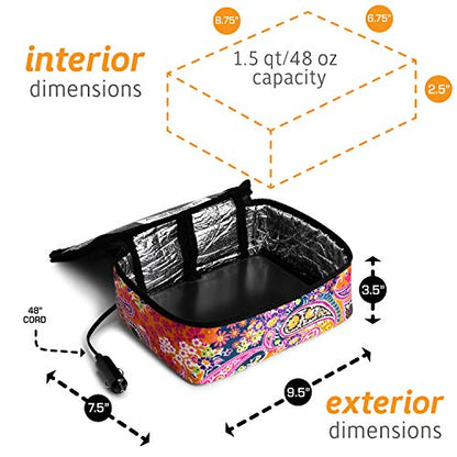 HOTLOGIC Food Warming Tote 12V, Lunch, Paisley - color: Paisley, size: 12V