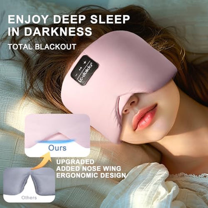 LC-dolida Sleep Mask with Bluetooth Headphones, Ice Silk Sleep Headphones with Bluetooth 5.4, Total Blackout Eye Mask for Sleeping, Sleep Soft Mask for Women Men, All Night Sleep, Travel(Pink) - color: Pink