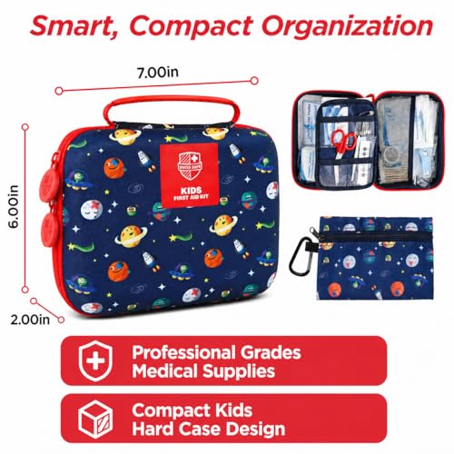 Swiss Safe First Aid Kit for Kids 246 Pieces - for Travel, Home & Car Emergency Kit, Baby & Toddler First Aid, Small Portable Kit with Mini Bag
