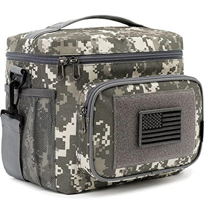 FlowFly Tactical Lunch Bag Large Insulated Lunch Box Cooler Tote for Men, Women with MOLLE/PALS Webbing (Digital#Camo, Medium) - color: Digital#Camo, size: Medium