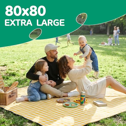 Extra Large Outdoor Picnic Blanket Camping Beach Mat Rug Women Teacher Coworker Work Besties Colleague Manager Supervisor Boss Executive Assistant Birthday Retirement Appreciation Cool Unique Gifts - color: Plaid Yellow
