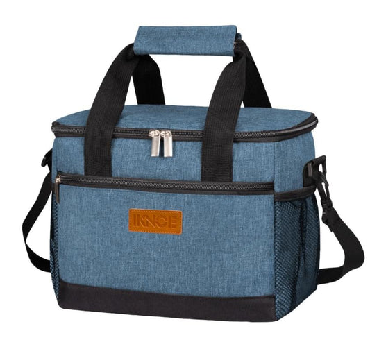 iknoe Insulated Lunch Bag, Foldable 8.5L Cooler Bag for Men & Women, Leakproof Thermal Design, Great for Office, Picnic, Travel, Lunch Box, Blue - color: Blue with LOGO, size: Medium