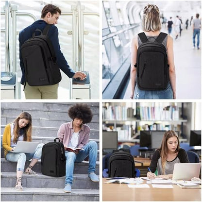 Mancro Business Travel Laptop Backpack, Anti Theft Slim Laptop Bag for Men and Women, Tech Computer Bag Fits 15.6 Inch Laptop and Notebook (Black) - color: Black, size: 15.6 inch