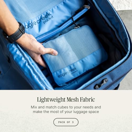 Eagle Creek Pack-It Reveal Cube Set - Packing Cubes for Compartmentalizing Luggage - Durable - Ultra-Lightweight - Water-Resistant - Easy Grab Zipper Pull - Mesh Windows - Blue Dawn - XS/S/M - color: Blue Dawn